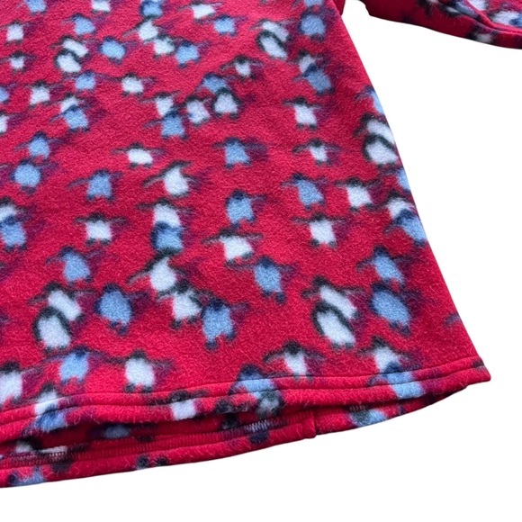 Mind Games Womens Sz 1X Red Blue Penguin Print 1/4 Zip Plush Fleece Pullover USA - Picture 13 of 16
